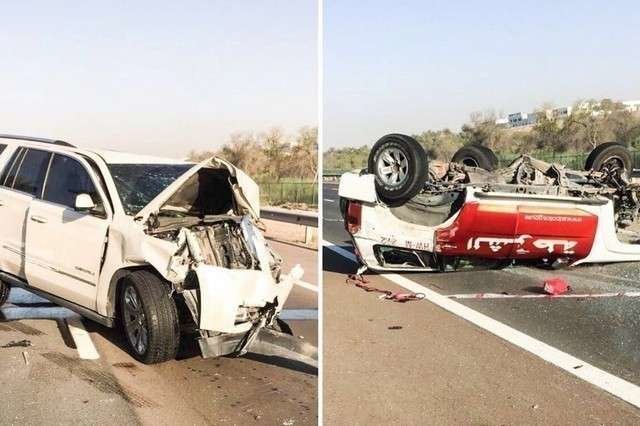 Los vehículos accidentados en Al Wathaba. (Policía de Abu Dhabi)