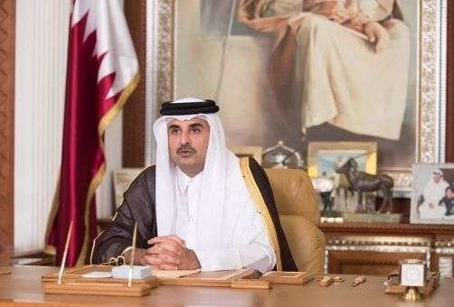 En la imagen de Reuters, el emir de Qatar durante su discurso televisado de este viernes.