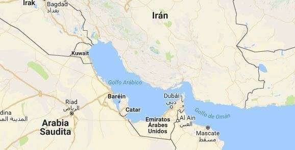 Una captura de Google Maps del Golfo Arábigo.