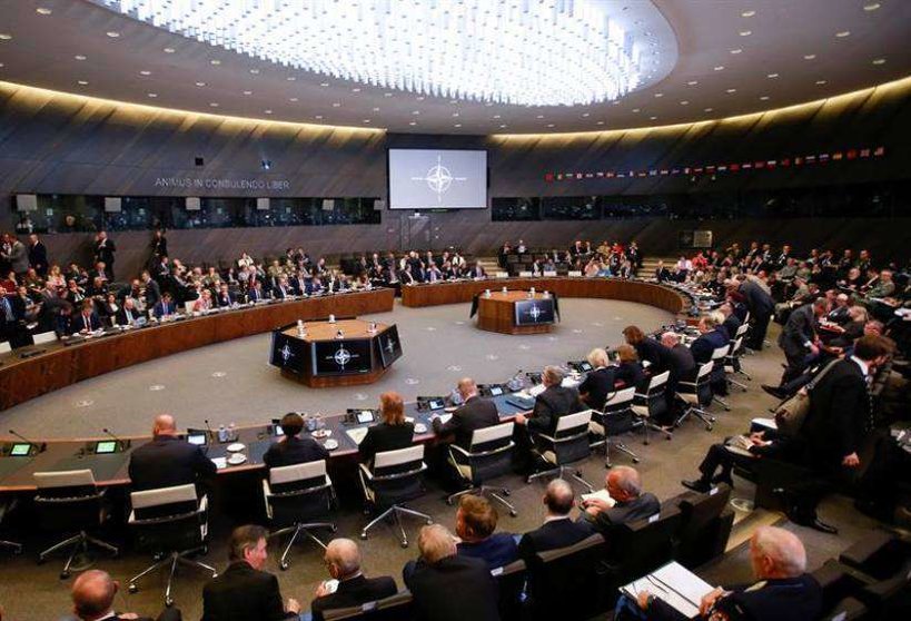 Vista general de la reunión de ministros de Defensa, en la sede de la OTAN, en Bruselas, el 7 de junio de 2018.(EFE/Oliver) 