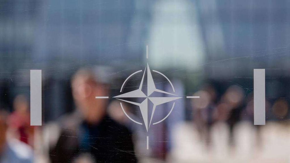 En la imagen de Bloomberg, el logo de la OTAN durante el encuentro de julio de 2018 en Bruselas.