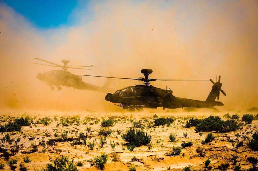 Helicópteros de Emiratos Árabes Unidos durante un ejercicio militar. (WAM)