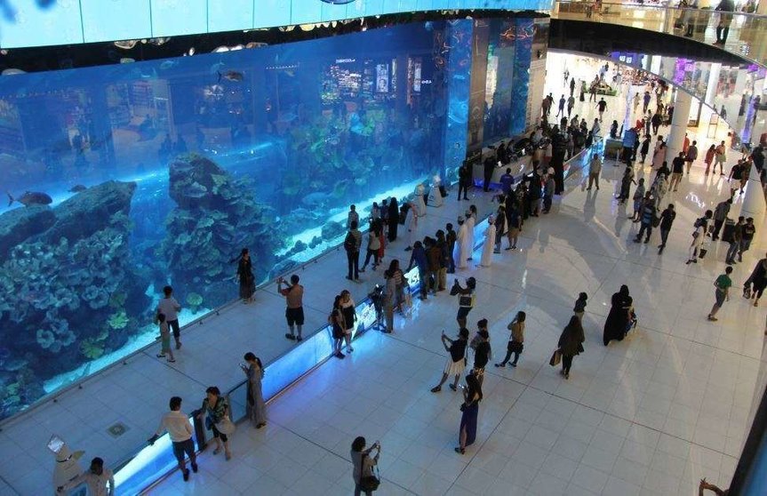 Perspectiva del acuario del Dubai Mall. (EL CORREO)