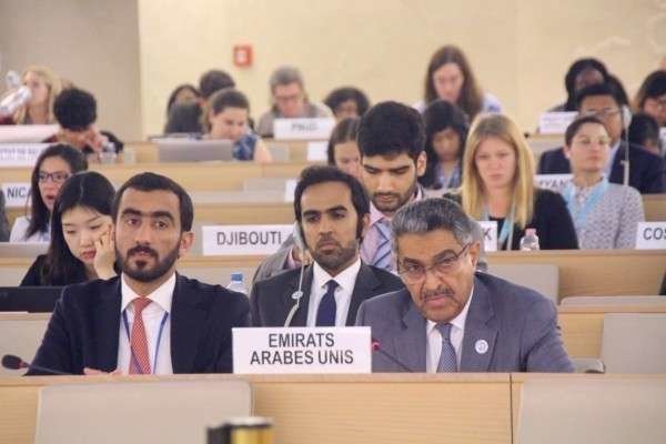 Obaid Salem Saeed Al Za'abi, durante la última sesión del Consejo de Derechos Humanos. (WAM)