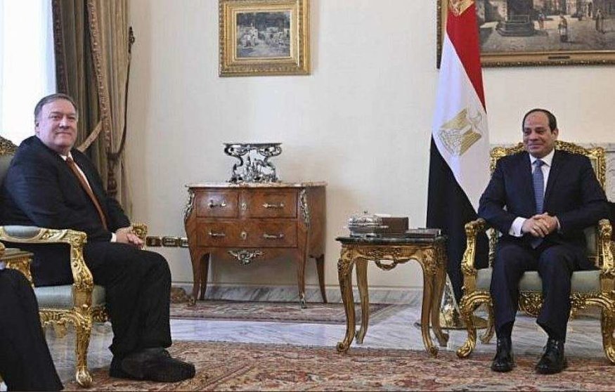 Pompeo durante su encuentro con Al Sisi, presidente de Egipto. (Internet)