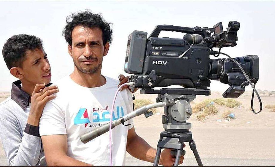 Ziad Al-Sharabi, camarógrafo de Abu Dhabi TV muerto en Yemen en un ataque hutí. (@JALHARBISKY)