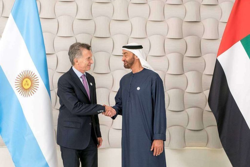 Mauricio Macri y Mohamed bin Zayed Al Nahyan. (WAM)