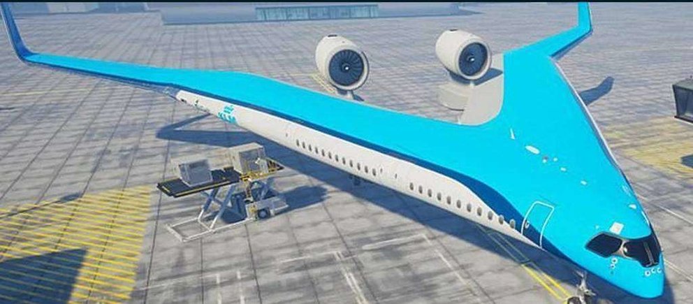 El nuevo avión de KLM Flying-V. 