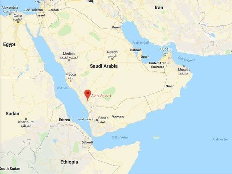 Localización del aeropuerto de Abha. (Google Maps)