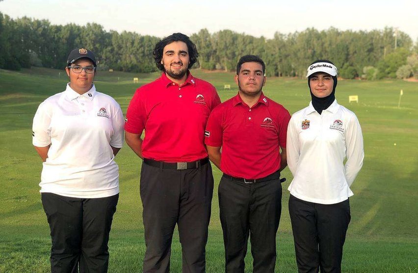 Los cuatro golfistas emiratíes que particiàn en el Campeonato Amateur de Asia-Pacífico que se disputa en Japón. (WAM)