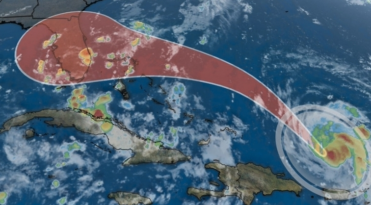 Trayectoria prevista del huracán Doria.