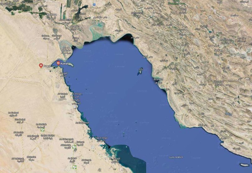 Situación de Kuwait en el Golfo Arábigo. (Google Maps)