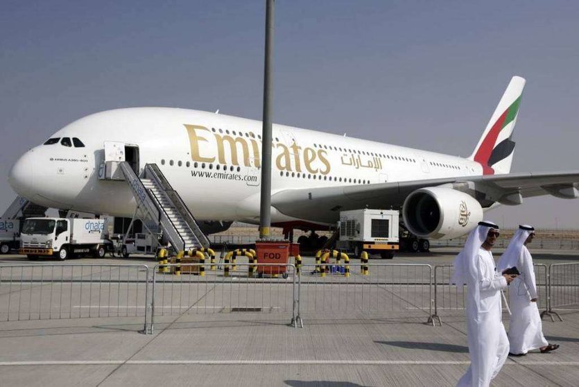 Un Airbus A380 de Emirates, la aerolínea de Dubai.