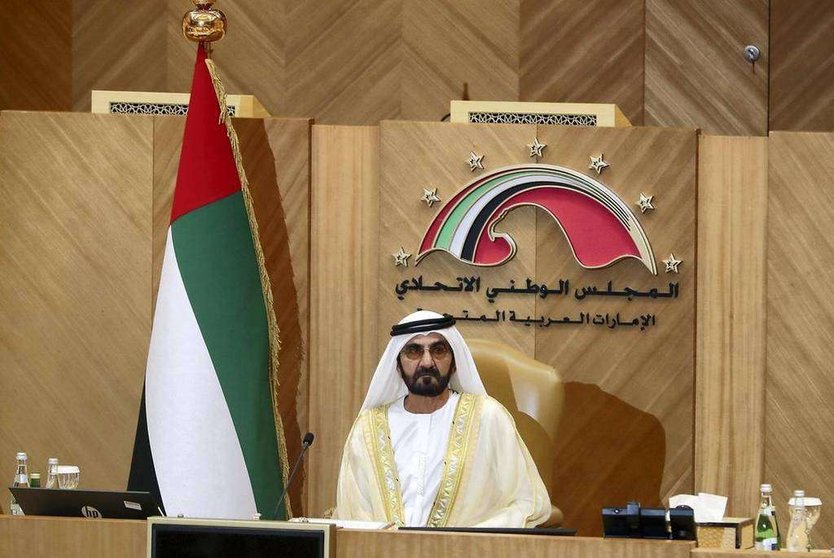 El gobernante de Dubai durante la apertura del Consejo Federal Nacional.