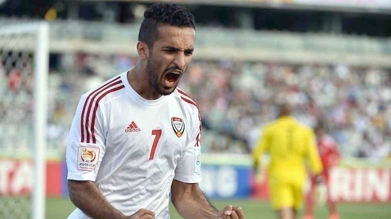 Ali Mabkhout, autor de los tres goles de Emiratos frente a Yemen. (Fuente externa)