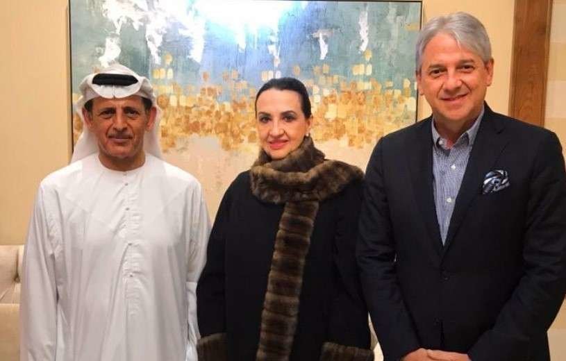 El embajador de EAU en Bogotá, la canciller colombiana y el embajador de Colombia en Abu Dhabi.