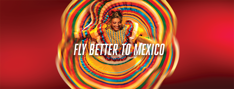 Cartel anunciador de los vuelos de Emirates a México.