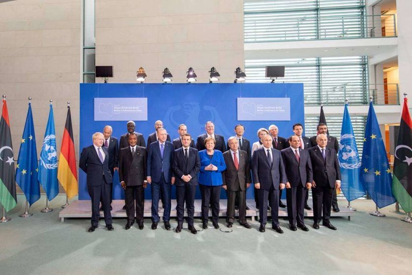 Los participantes en la Cumbre de Berlín para la paz en Libia. (WAM)
