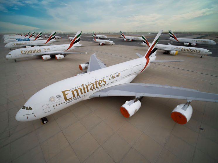 Aviones de Emirates en el Aeropuerto Al Maktoum de Dubai. (WAM)