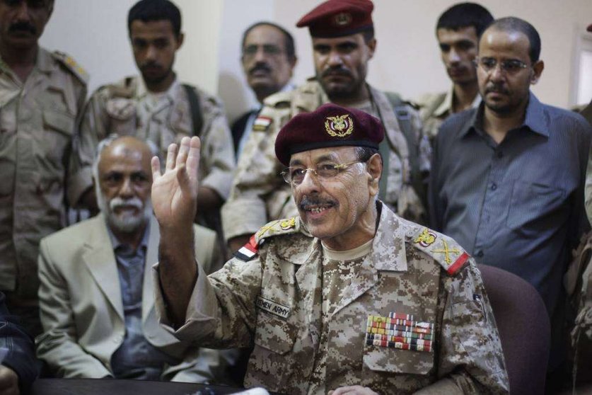 En la imagen de AP, el general Ali Mohsen, vicepresidente de Yemen.