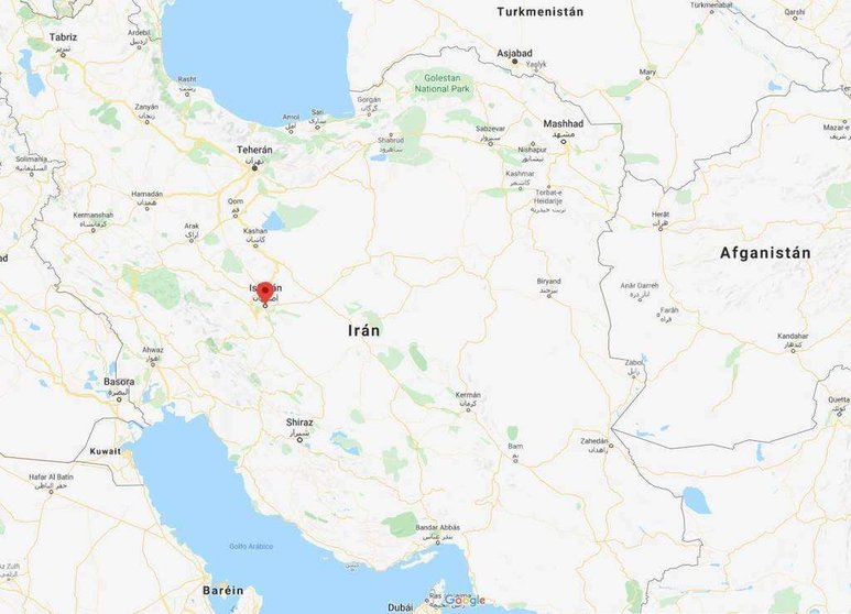 Localización de Isfahán en Irán. (Google Maps)