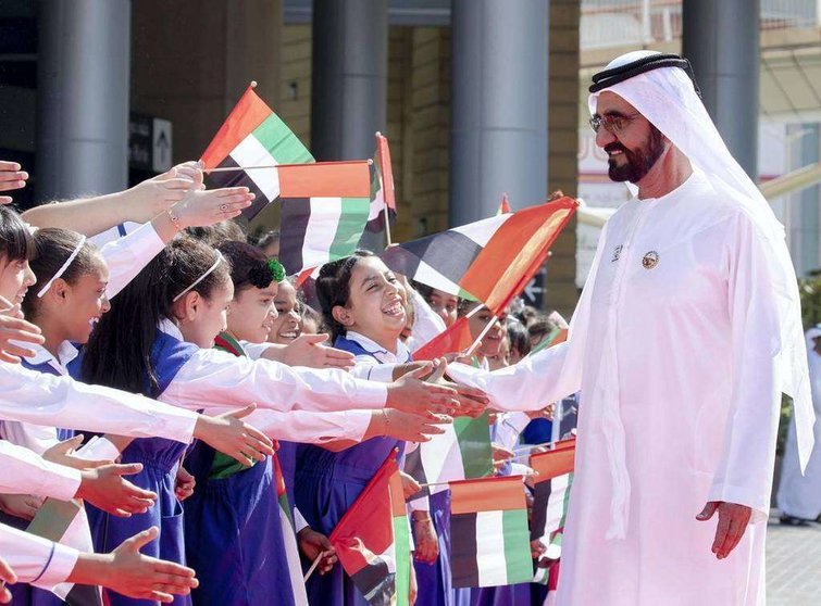 Sheikh Mohammed bin Rashid durante el Día de la Bandera el pasado 2019. (WAM)