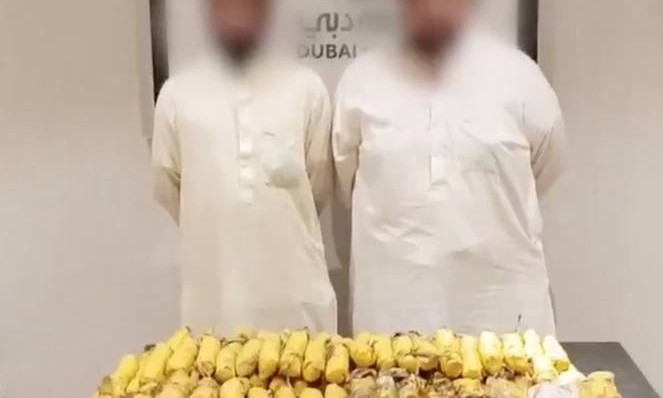 Imagen difundida por la Policía de Dubai de los dos narcotraficantes.
