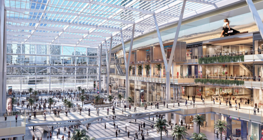 Una maqueta del centro comercial Meydan One de Dubai.
