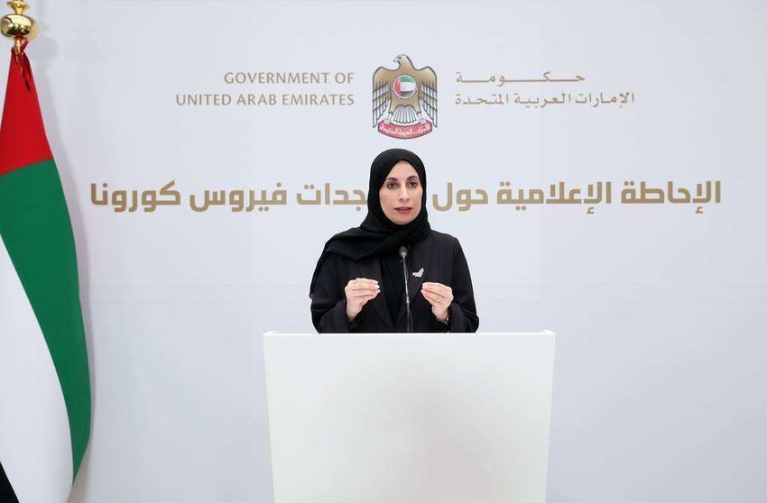 La portavoz del Ministerio de Salud, doctora Farida Al Hosani. (WAM)
