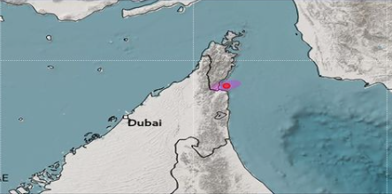 El Centro de Meteorología de EAU difundió en Instagram el lugar del epicentro de los seísmos.