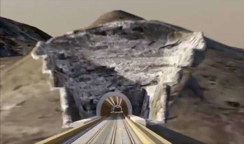 Etihad Rail difundió una imagen de cómo será el nuevo túnel Dubai-Fujairah.