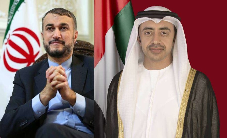 Ministros de Exteriores de Emiratos Árabes e Irán. (WAM)