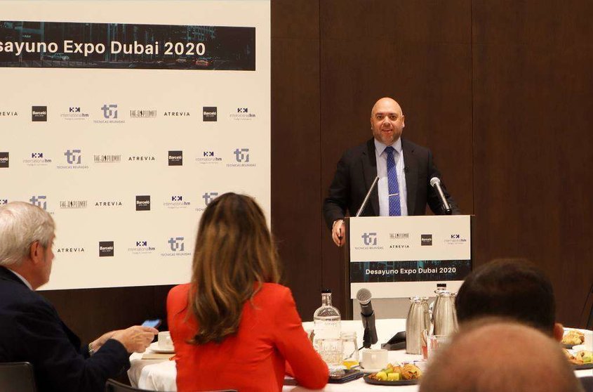 Majid Hassan Mohamed Al Suwaidi, embajador de Emiratos Árabes Unidos en España, ofreció durante el acto importantes claves de Expo 2020 Dubai. (Cedida)
