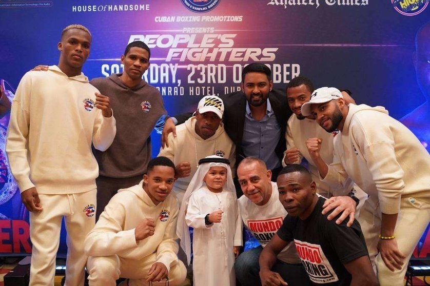Boxeadores cubanos en Dubai. (Fuente externa)