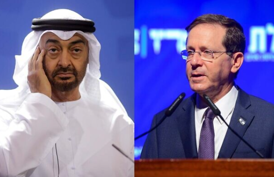 El príncipe heredero de Abu Dhabi y el presidente de Israel. (Fuente externa)
