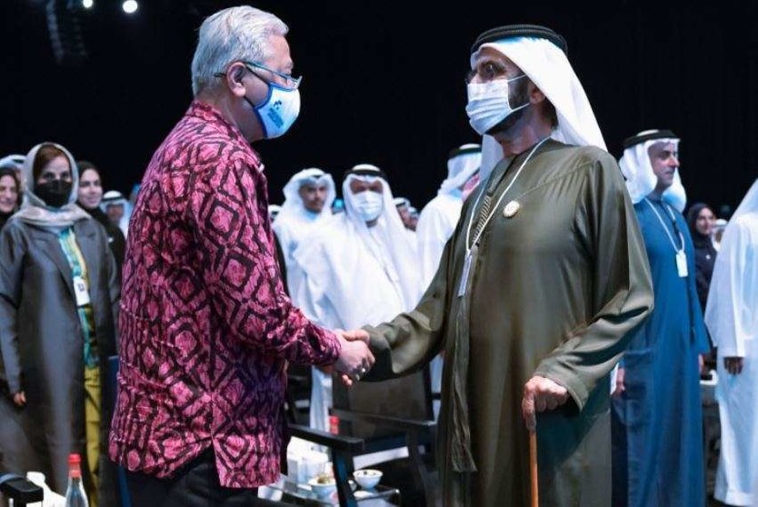 Un acto en Emiratos durante la pandemia de coronavirus. (Dubai Media Office)
