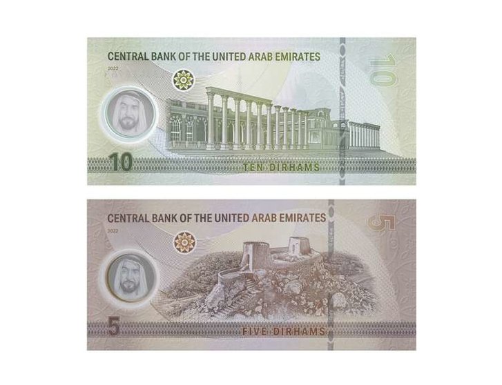 A modo ilustrativo, billetes de 5 y 10 dirhams. (WAM)