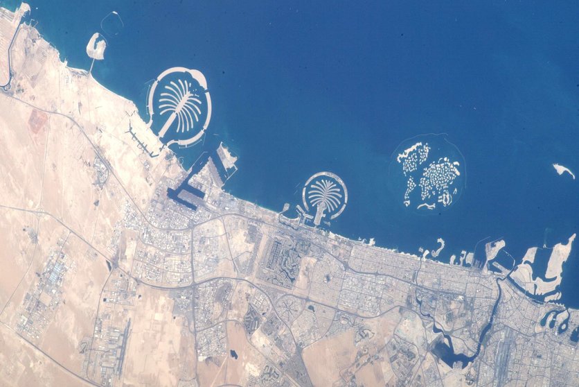 Una de las imágenes de Dubai desde el espacio. (Twitter)