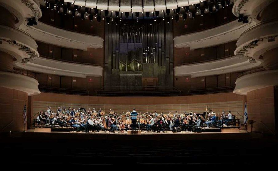 La orquesta Filarmónica de Israel en una imagen de Twitter.