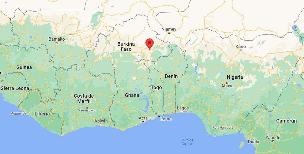 Localización de Fada N'Gourma en Burkina Faso. (Google Maps)