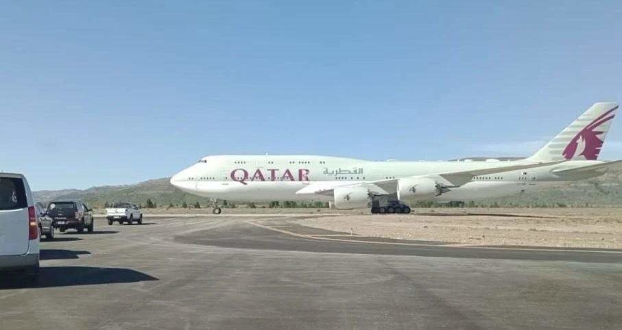 El avión del emir de Qatar en Bariloche. (Twitter)