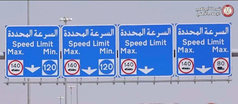 Indicadores de velocidad en una carretera de EAU. (Instagram Policía de Abu Dhabi)