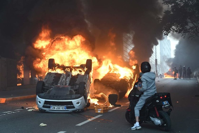 Una imagen de Twitter de las protestas en Francia.