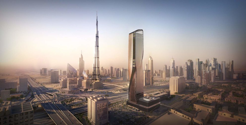 En primer término la torre Wasl en Dubai. (Twitter)