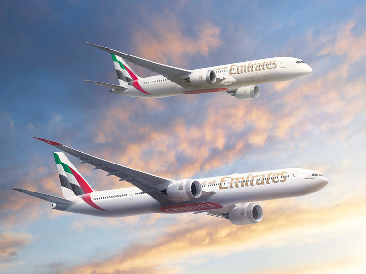 Aviones Boeing de Emirates. (Twitter)