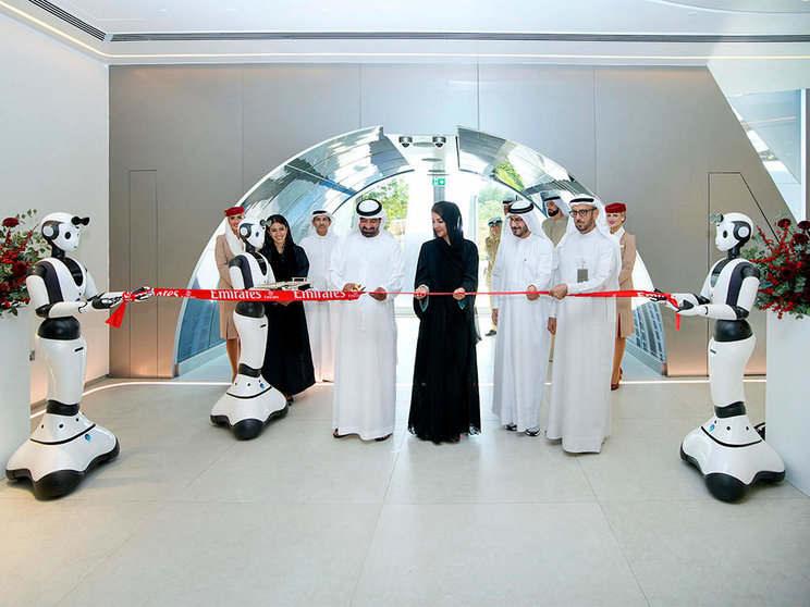 Un momento de la inauguración del Pabellón de Emirates en Expo City Dubai. (Twitter)