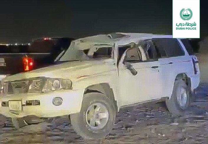 La Policía de Dubai difundió esta imagen del vehículo tras el accidente.