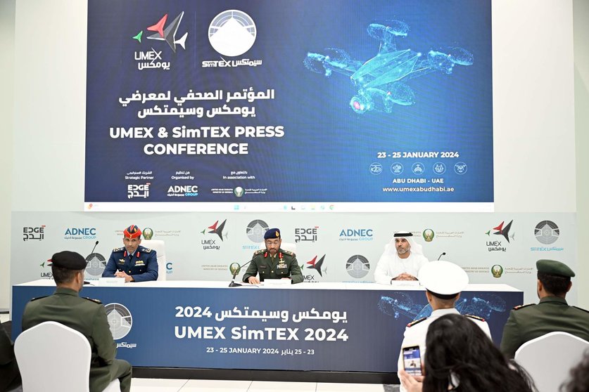 Un momento de la presentación Umex y SimTex 2024 en Abu Dhabi. (WAM)