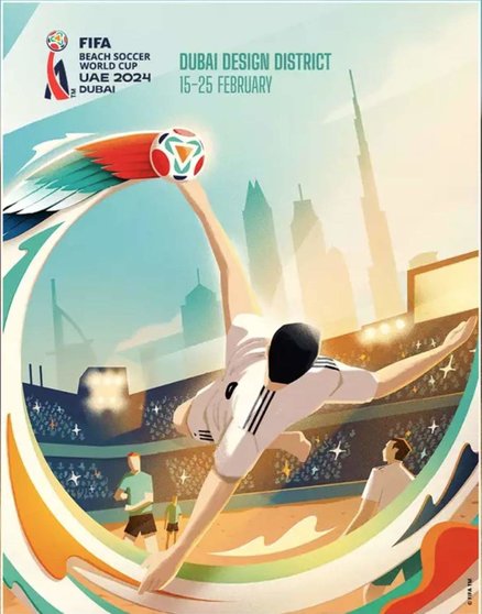 El cartel oficial de la Copa del Mundo de Fútbol Playa 2024. (WAM)