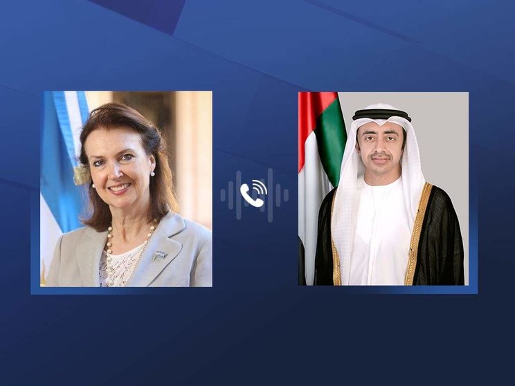 Los ministros de Exteriores de Emiratos y Argentina. (WAM)